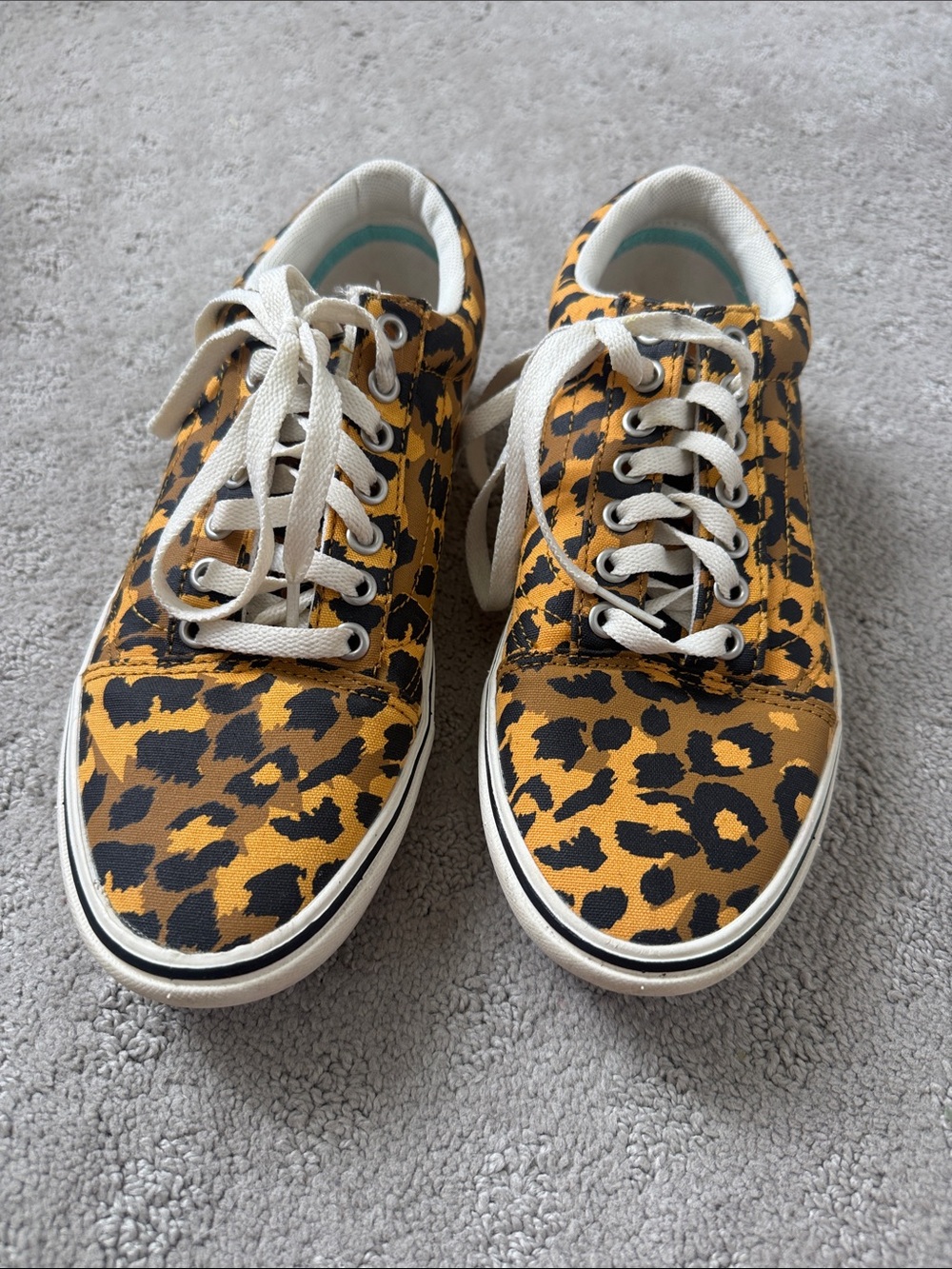 Vans Leopard Print Canvas Sneakers - Yellow/Black